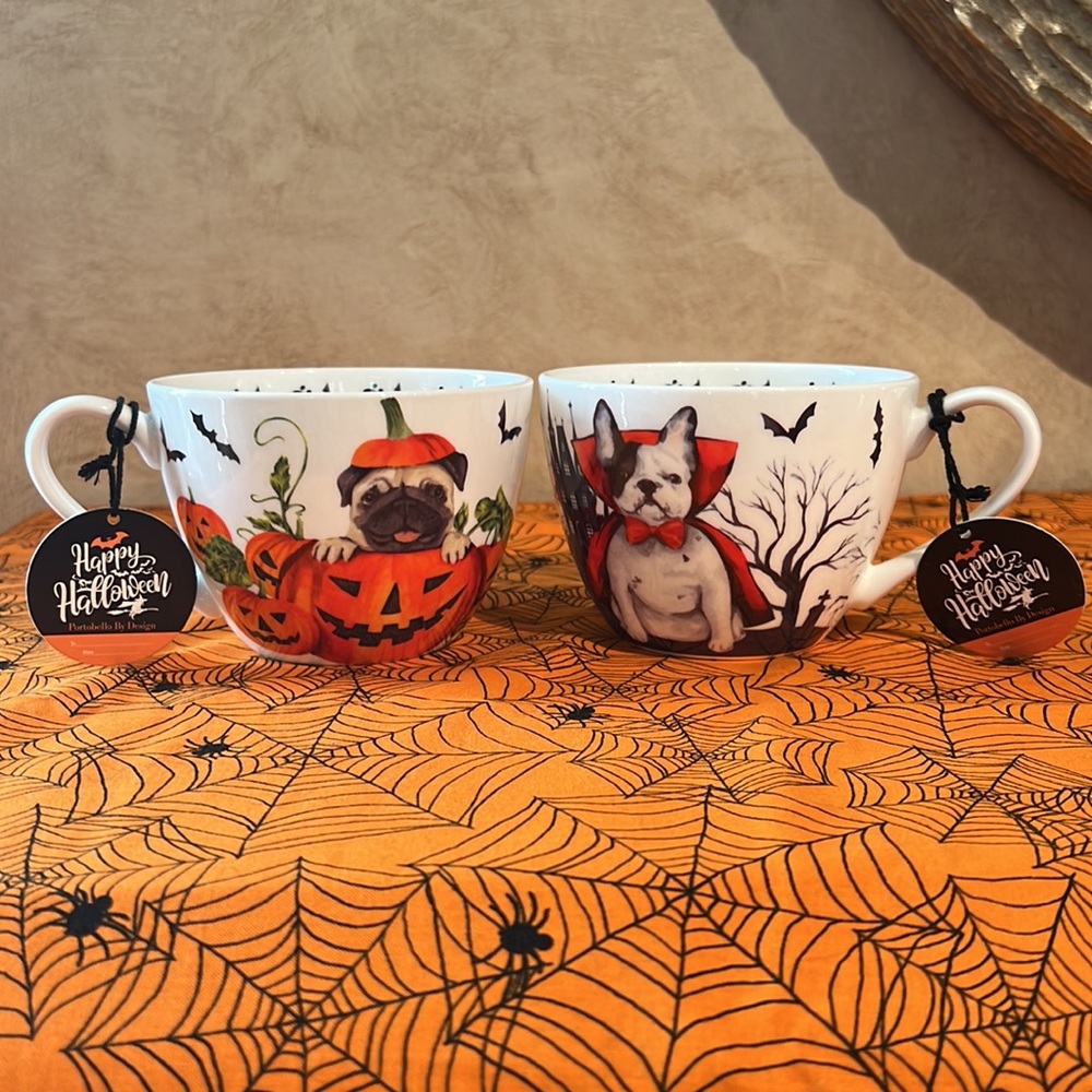 Portobello By Design Halloween Dog Mugs, set of two